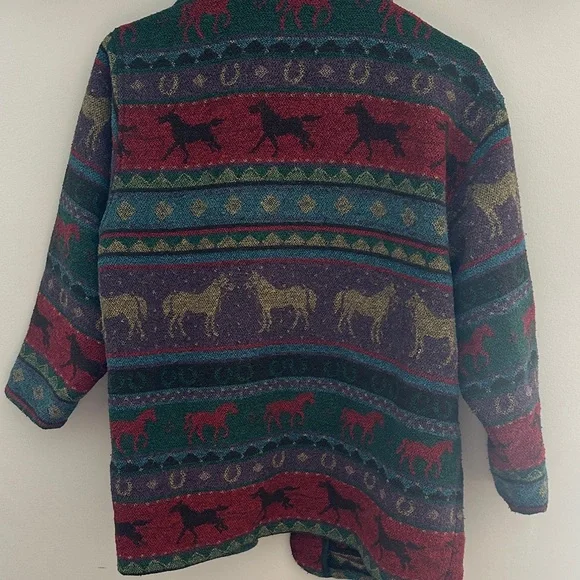 Vintage Gap Western Multicolor Knit Jacket with Horses - Picture 3 of 3